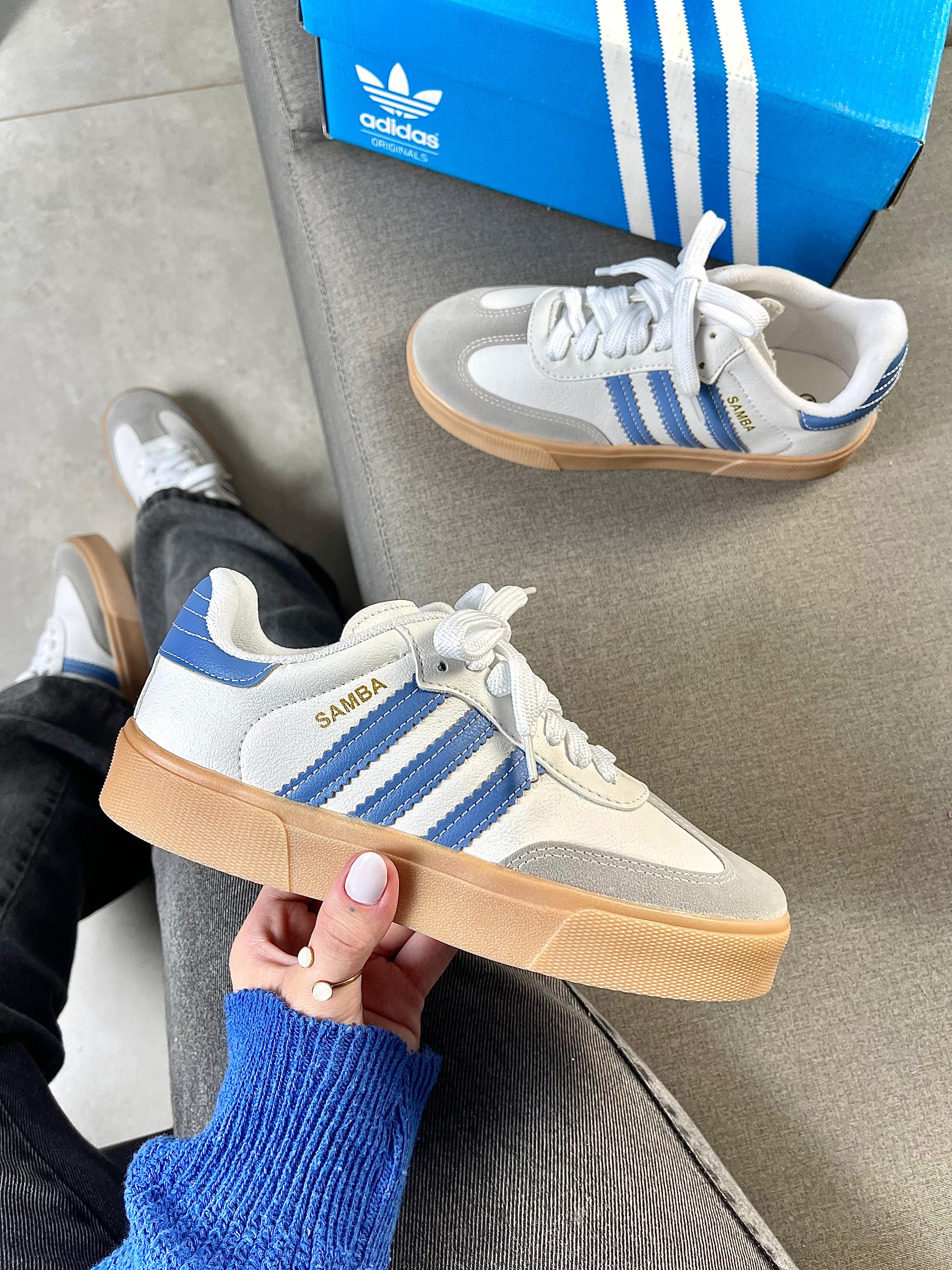 Tênis Adidas Samba Retrô Azul – Estilo Clássico com Toque Premium